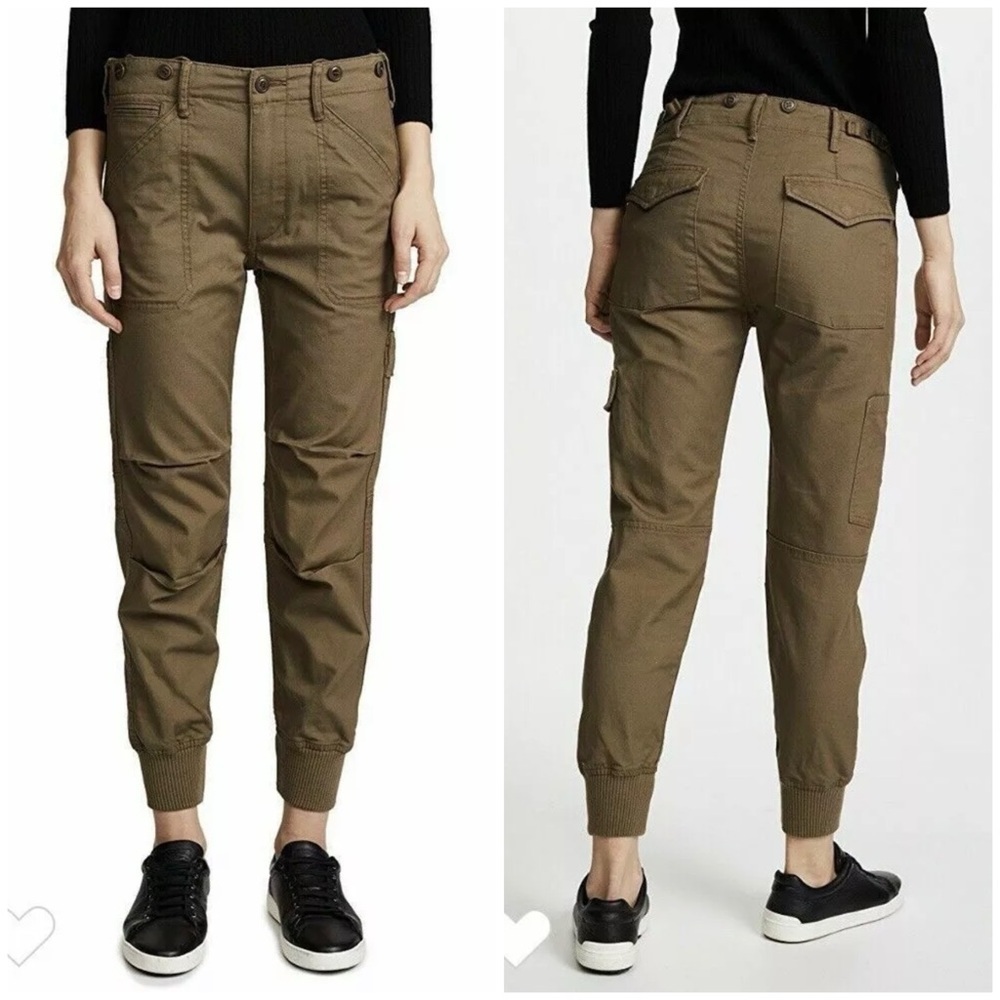 Vince Slouchy Military Jogger Pants 2 Olive Fatigue Cotton Grunge Edgy Casual